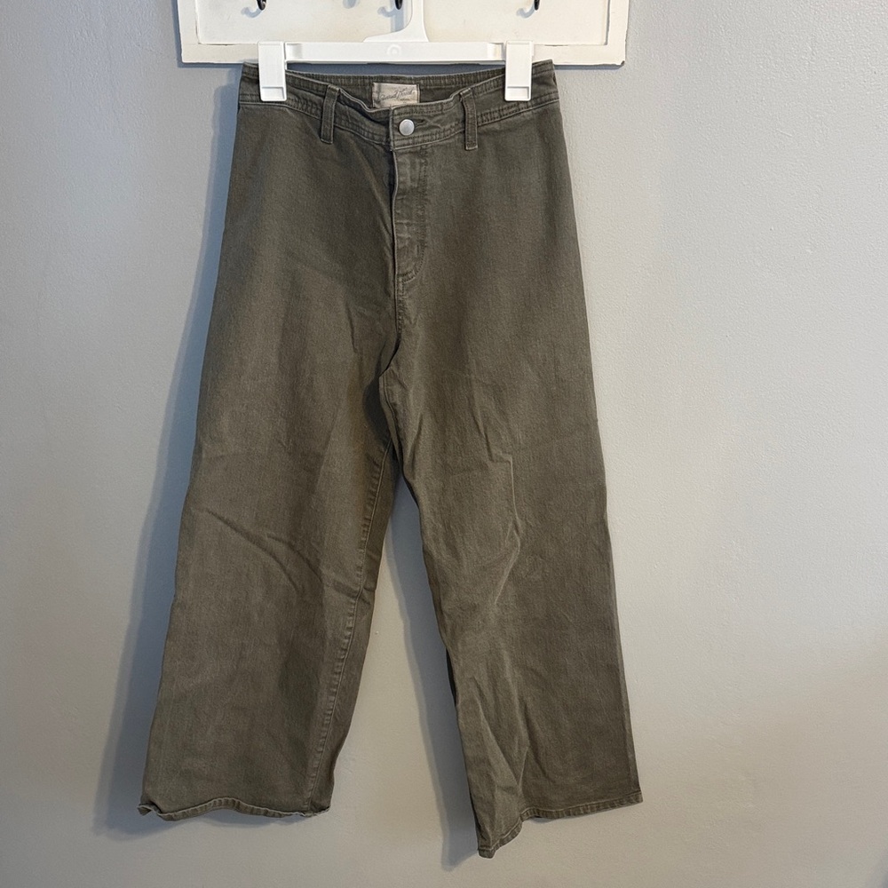 women’s army green wide leg jeans